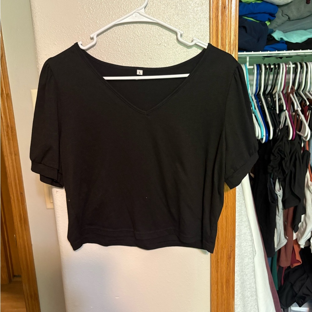 Black Relaxed Crop T-Shirt